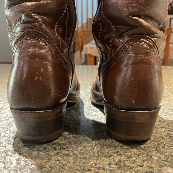 Nocona Boots Justin Western cowgirl leather brown pull on Boot size 6 1/2 - Picture 5 of 13